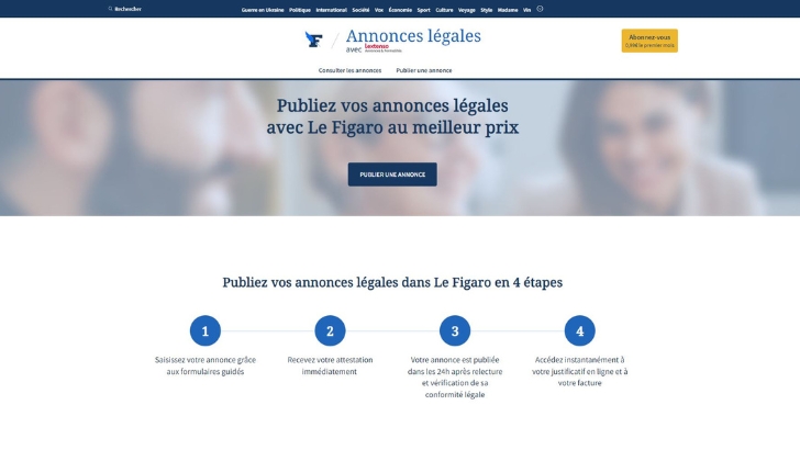 Le Figaro lance un service d’annonces légales
